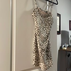 Cowl neck leopard print mini dress